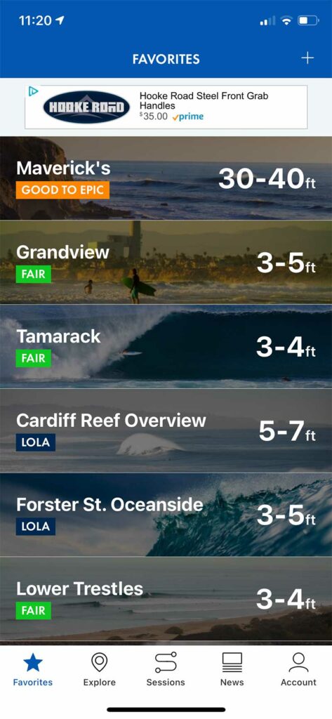 Surfline App Screenshot of Wave Report