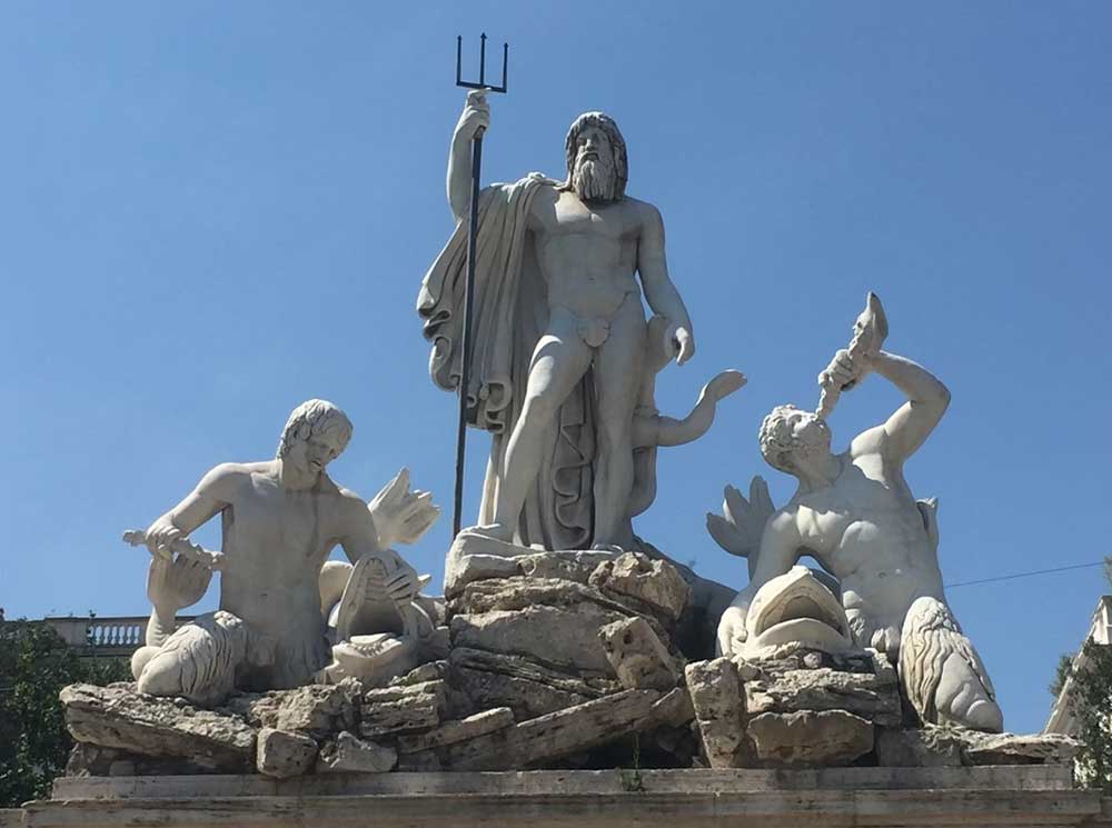 A statue of King Neptune, Rome, Italy. Neptune is the Roman version of the Greek's Poseidon.